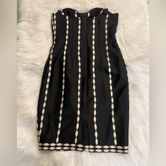 TRACEY REESE New York strapless BOW dress black & tan form fitting sexy medium - Picture 2 of 7